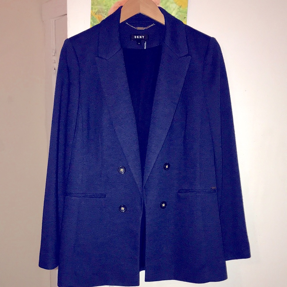 DKNY Navy Knit Blazer